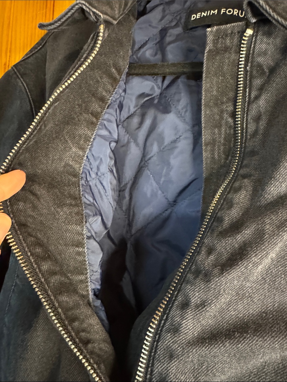 Aritzia Denim Forum Black Cropped Insulated Bomber Jacket- Slight Oversized Fit - Picture 10 of 12